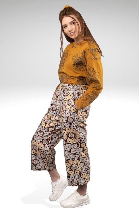 DORIAN HIGH WAIST PRINTED TWILL PANTS - zohaonline