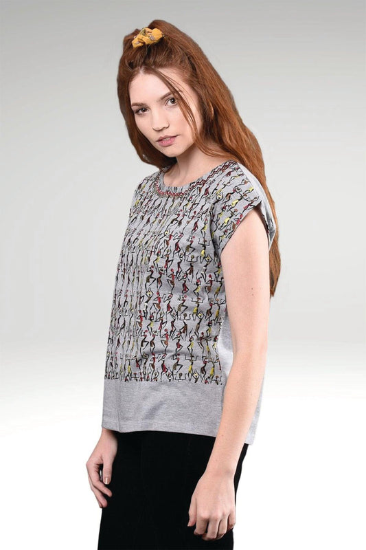 FARICA EMBROIDERED KNIT TEE - zohaonline