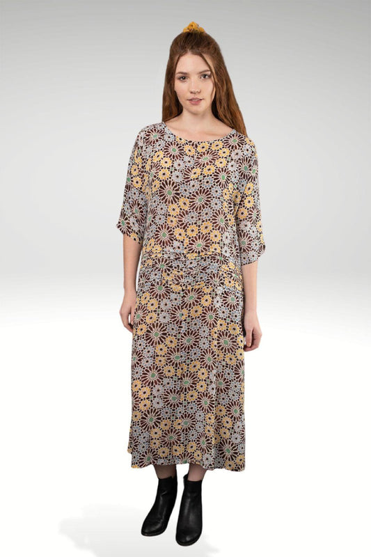 HELEN PRINTED VISCOSE DRESS - zohaonline