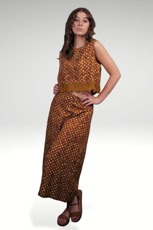 SHAIMA FLORAL POLKA WIDE LEG PANTS - zohaonline