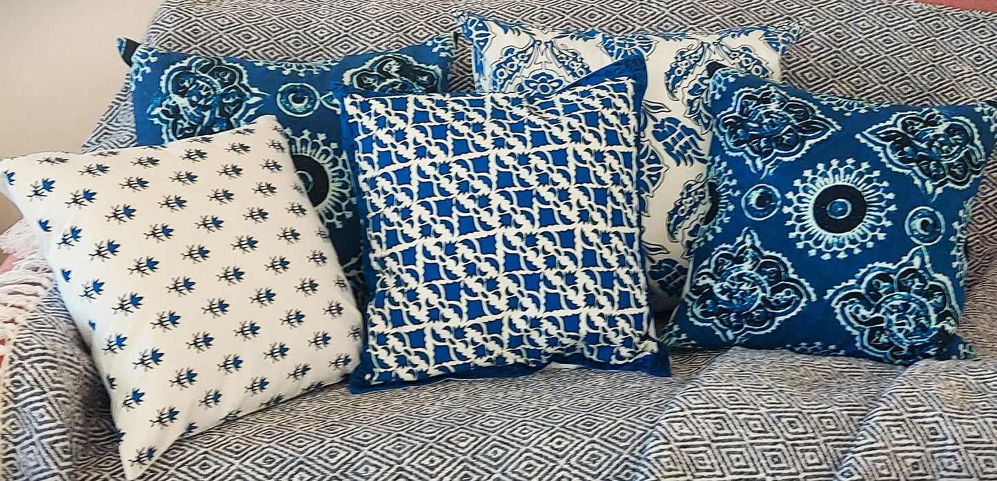 INDIGO ELEGANCE-  SCATTER CUSHION COVERS Pre order only