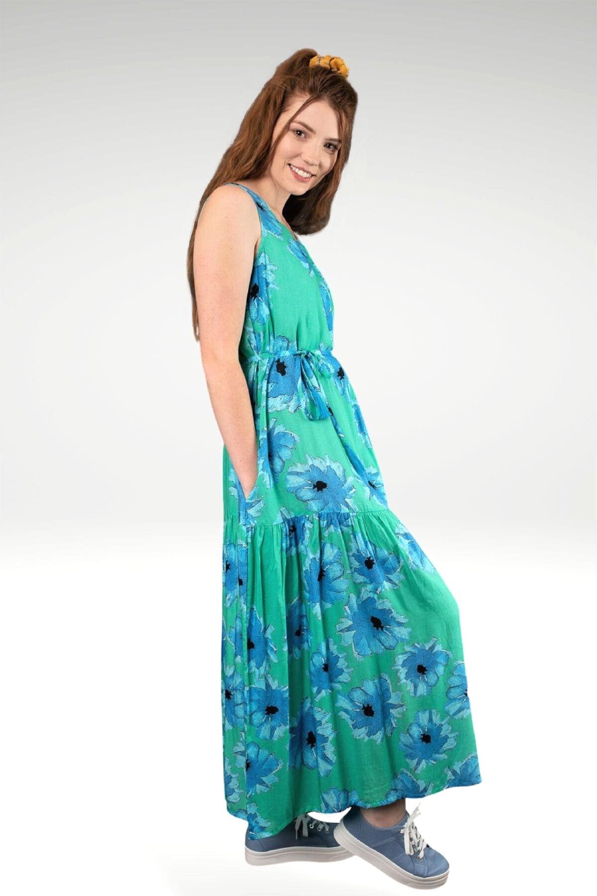 SIDE VIEW ON MODEL FOR LARA FLORAL MODAL MAXI DRESS - zohaonline