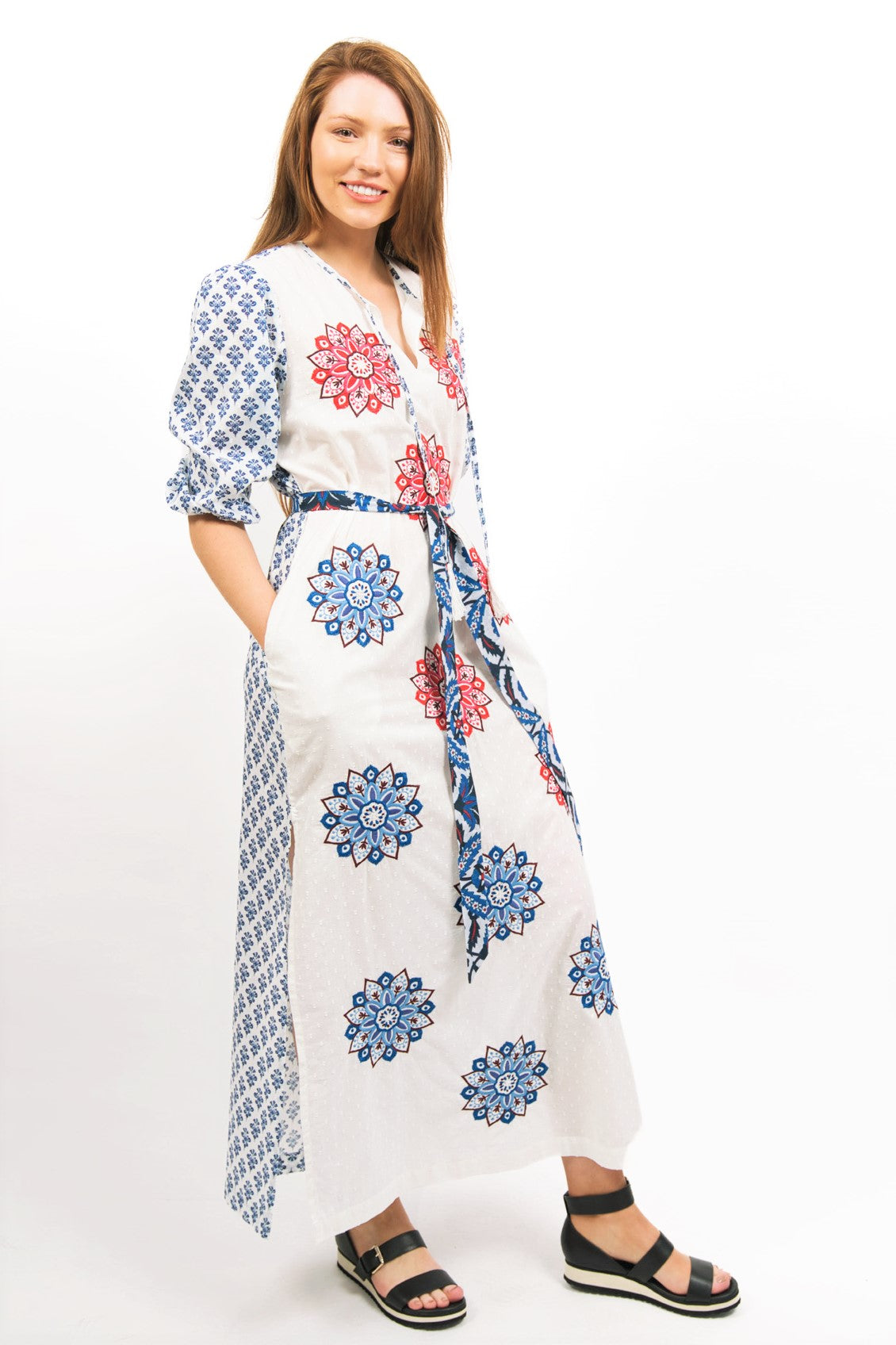 ASTRAL DIGITALLY PRINTED AND EMBROIDERED SWISS DOT DRESS - zohaonline