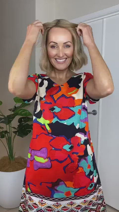MODEL WEARING TULA V NECK SHIFT DRESS IN THIS VIDEO  