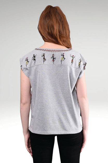 FARICA EMBROIDERED KNIT TEE - zohaonline