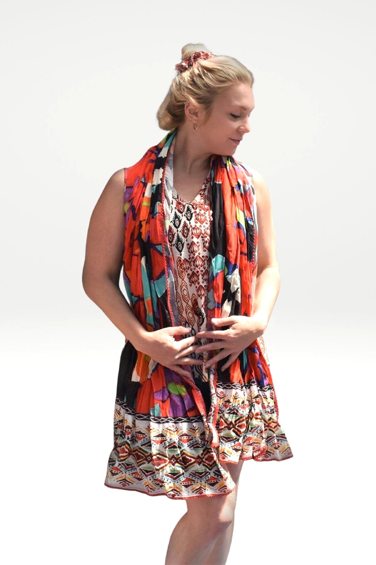 INCA FLORAL PRINT WRAP - zohaonline- PAIRED WITH ATZI TOP