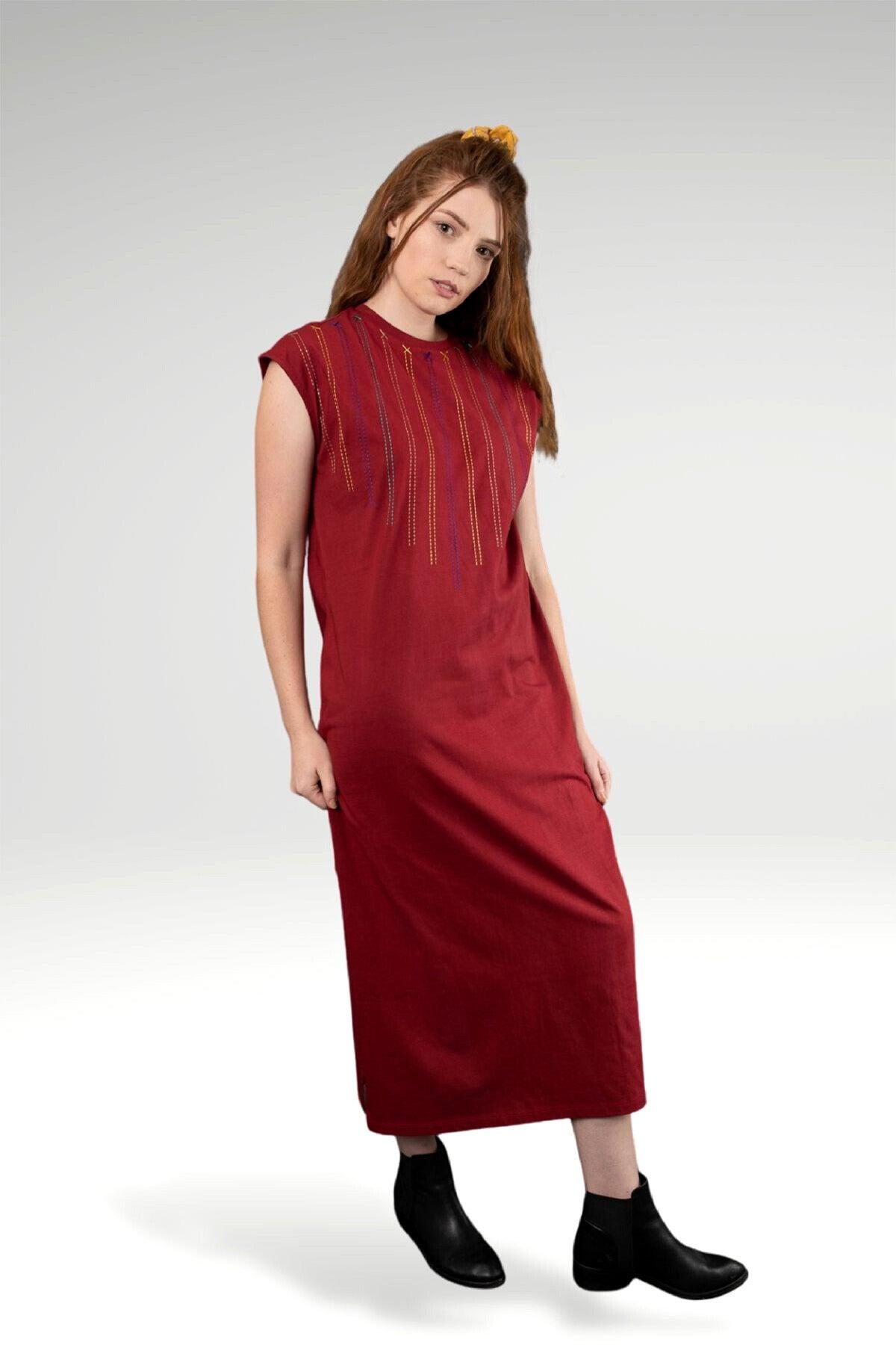 TERRA EMBROIDERED KNIT MAXI DRESS - zohaonline
